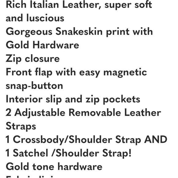 Divina Firenze LEATHER HANDBAG Snakeskin Print Abbi Crossbody Convertible - Picture 12 of 12